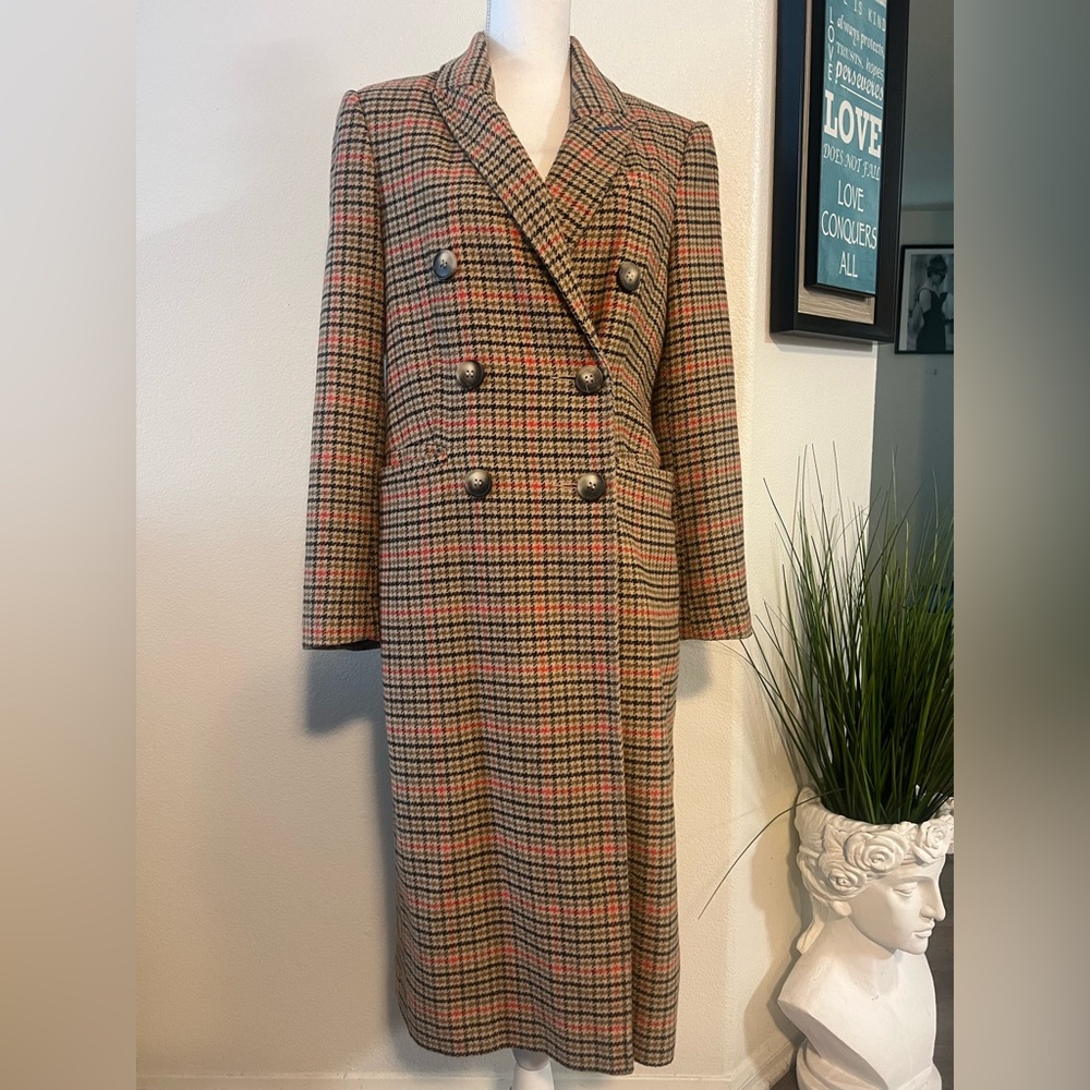 Plaid Double-Breasted Women's Coat